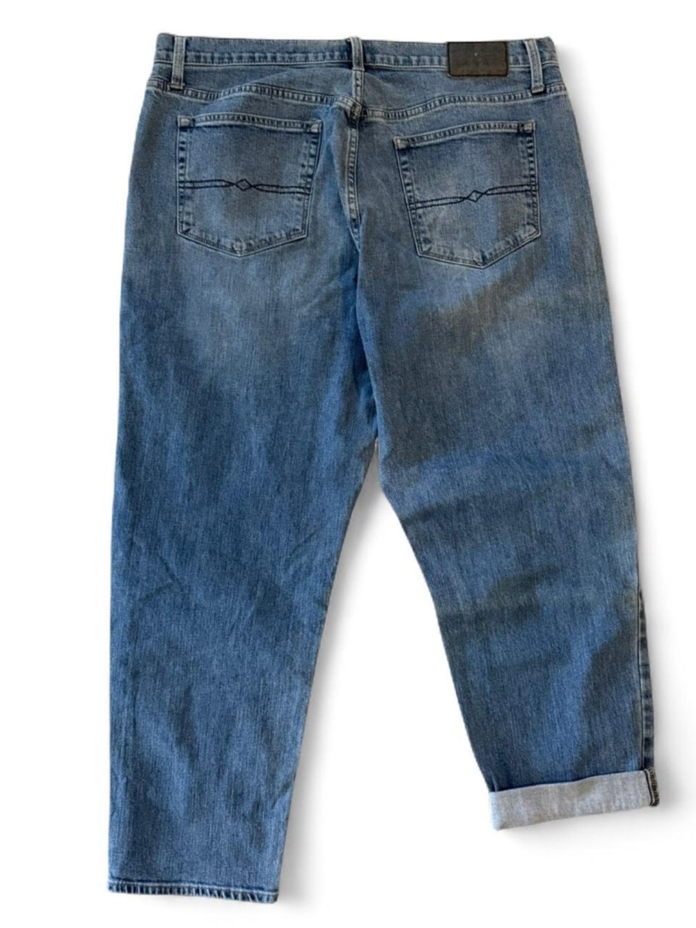 Lucky Brand blue high rise mom jeans distressed Mom Jean Drew cut casual - Picture 3 of 7